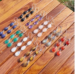 Boucles d'oreilles créoles en pierres précieuses de haute qualité, légères, couleur or, pour usage quotidien, disponibles au prix de gros - Product Image 2