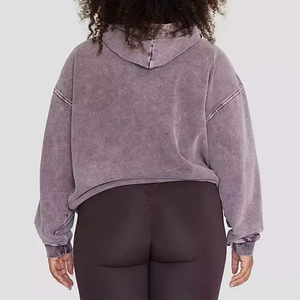 เสื้อฮู้ดดี้ผู้หญิงแบบโอเวอร์ไซส์สำหรับฤดูหนาว ผ้าฟลีซ 100% คอตตอน ทรงพูลโอเวอร์ ไซส์พลัส สตรีทแวร์ เป็นมิตรกับสิ่งแวดล้อม ระบายอากาศได้ดี มีตราสัญลักษณ์ด้านหน้า รับผลิตแบบ OEM - Product Image 2