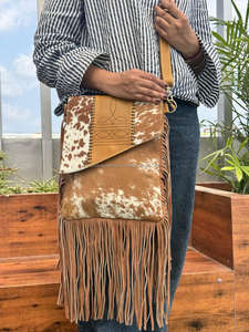 Nouveaux cheveux occidentaux sur botte en cuir véritable point frange sac à bandoulière pour les femmes dissimulé transporter point à la main en cuir de vachette sac à main - Product Image 3