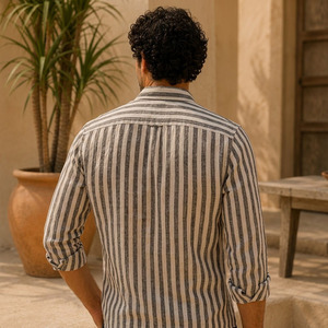 Camisa de Lino a Rayas para Hombre, para Verano, 100% Lino, Suave, Cómoda, Transpirable, Ecológica, Informal - Product Image 3