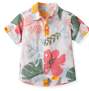 เสื้อเชิ้ตแขนสั้นพิมพ์ลายเขตร้อนสำหรับเด็กผู้ชาย เสื้อลำลองคอปกพับได้ โพลีเอสเตอร์ เสื้อฤดูร้อน - Product Image 6