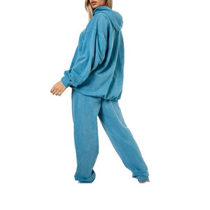 Ensemble de survêtement décontracté effet délavé avec tissu polaire doux, traitement de couleur délavée, silhouette décontractée et style urbain contemporain - Product Image 6