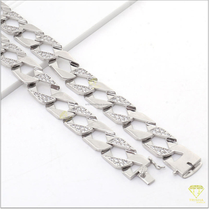 Chaîne cubaine géométrique en argent sterling 925 avec diamants Moissanite, collier Hip Hop de luxe pour hommes - Product Image 3