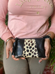 กระเป๋าหนังมีพู่พิมพ์ลายสัตว์ที่นำกลับมาใช้ใหม่มีเอกลักษณ์เฉพาะตัวกระเป๋าหนังขนสัตว์ขนาดเล็กกระเป๋าสตางค์ทันสมัยสำหรับผู้หญิง - Product Image 4