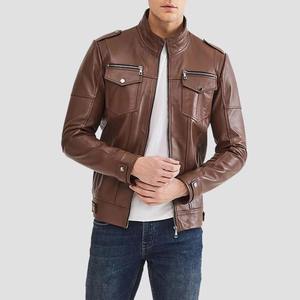 Chaqueta de Cuero Marrón Desgastada Estilo Vintage al por Mayor, Chaqueta de Cuero Genuino para Hombre, Chaquetas de Cuero de Primera Calidad para Hombre - Product Image 6