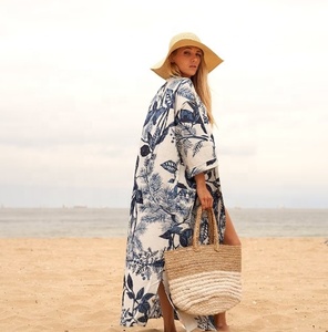 Peignoir Kimono en Coton pour Femme, Col en V, Fermeture Éclair, Respirant, Séchage Rapide, Cadeau Saint-Valentin, Tenue Décontractée, Robe de Chambre, Plage - Product Image 3
