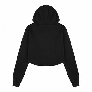 Nueva Sudadera con Capucha Corta Negra para Mujer con Logotipo Personalizado, Bordado Floral, Manga Larga, Informal, Tejida, para Otoño - Product Image 2