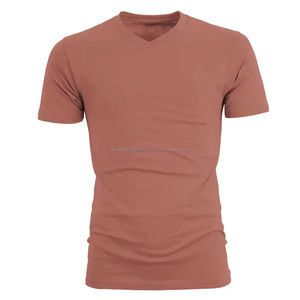 Camisetas de Cuello en V para Hombre al por Mayor, 100% Algodón, Color Sólido, Ropa Casual de Manga Corta, Transpirables, Ecológicas y de Alta Calidad - Product Image 1