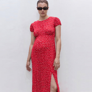 Wholesale Maternity Short Cap Sleeve Dress With Slit For Pregnant Women - Product Image 2