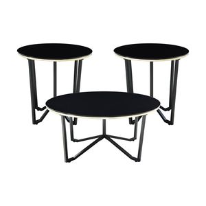 Set Moderno di 3 Tavolini da Caffè Rotondi con Piano in Vetro Temperato Nero e Struttura in Metallo per Arredamento Soggiorno - Product Image 6