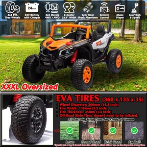 Juguetes de 2 plazas de 24V para niños grandes de 3 a 8 años con control remoto y reproductor de música, motores 4x4 de 200W y neumáticos de caucho EVA - Product Image 3