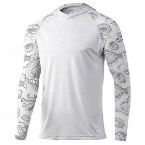 Camisa de Pesca con Capucha de Manga Larga Azul Marino para Hombre con Estampado de Pulpo y Rayo, Protección UPF 50 Anti-UV, Estilo Pullover para Adultos - Product Image 5