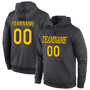 Custom Wholesale Anthracite Gold <b>Black</b> Hoodie Stitched Jersey Embroidery <b>Fleece</b> Pullover Breathable Team Training Apparel - Product Image 1