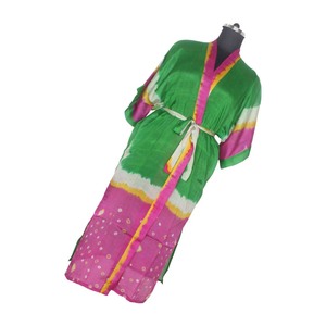 KL010 Kimono de Seda Floral Antiguo Estilo Sari, Chaqueta Larga de Invierno y Otoño con Cuello en V y Cierre de Cordón, Mangas Largas - Product Image 4