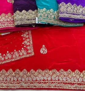 Costumes Indiens Modernes de Créateur Non Cousus, Brodés à la Main, Magnifiques et Haut de Gamme, Style Traditionnel Tendance en Soie pour Fêtes - Product Image 1