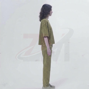 Camiseta Oversize Premium para Mujer, Lavado Ácido, Algodón Suave, Uso Diario, Estilo Urbano, Producción Personalizada OEM ODM, para Todas las Estaciones - Product Image 3