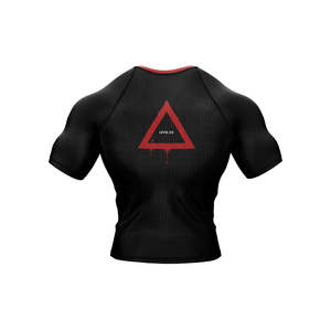 Rashguard Kingz blanc et noir pour entraînement professionnel de BJJ, manches courtes, pour hommes et femmes, avec indication du rangement - Product Image 5