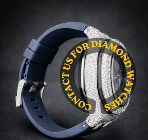Atractivo Reloj de Diseño con Esfera Redonda Cronógrafo, Moissanita, Correa de Goma Azul Semi-Engastada, Joyería de Diamantes Artificiales de Marca de Lujo para Hombre - Product Image 2