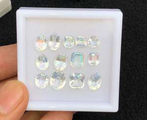 Natural <b>Rainbow</b> Moonstone Faceted Lot Blue Flash Madagascar Loose Gemstones For Jewelry Making Supply - Product Image 3