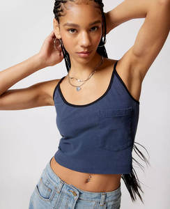 Best Selling Women's Casual <b>Cropped</b> Tee Sleeveless O-Neck Bodycon <b>Top</b> Breathable Knitted Fabric Fitted and Sexy Version - Product Image 2