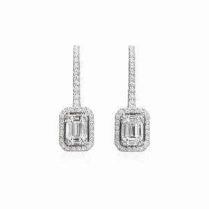Manufacturing IGI Certified Emerald Lab Grown Diamond Drop <b>Hoop</b> <b>Earrings</b> 925 Sterling <b>Silver</b> 14K 18K <b>Solid</b> Gold Fine Jewelry - Product Image 3