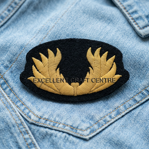 Custom Embroidered Cap Badge With Eagle And Laurel Wreath <b>Sew</b>-On Fabric Patch For Uniform Garment - Product Image 5