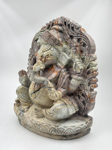 Estatua de Ganesha de Jaspe Picasso Natural Tallada a Mano de 8.5 Pulgadas, Escultura de Cristal, Decoración para el Hogar, Proveedor Mayorista OEM ODM - Product Image 3