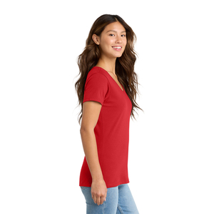 Camiseta de Cuello en V para Mujer de Primera Calidad, Tela de Algodón Suave, Corte Ajustado, Manga Corta, Informal, Fabricante y Proveedor de Impresión Personalizada - Product Image 3
