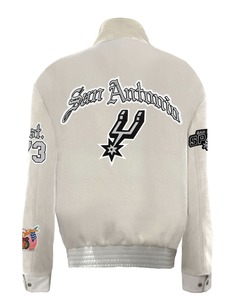 Veste Old English en laine et cuir des San Antonio Spurs, blanche - Product Image 2