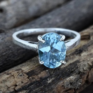 Bague empilable en argent sterling 925 avec topaze bleue, faite à la main, bijoux chrétiens bohèmes en pierres précieuses - Product Image 6