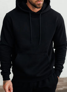 Men's <b>Black</b> Hooded Breathable 2 in 1 Tracksuit Full Sleeve Solid Color Casual <b>Jogger</b> Set 100% Cotton Lightweight Autumn Wear - Product Image 5
