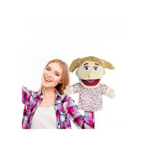 <b>Plush</b> Puppet With Black Hair And Green Outfit Soft Stuffed Animal Toy For Kids Age 2 To 4 Years Girls - Product Image 2