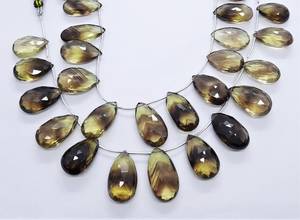 AAA Natural Bio Lemon Faceted Pear Shape Briolette 11x18-13x22MM Bio Lemon Gemstone Beads 7.5Inch Strand For Jewelry Making Bulk - Product Image 5
