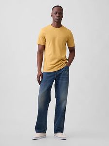 T-shirt à manches courtes jaune pour homme, coupe classique, jersey de coton, décontracté, col rond, couleur unie - Product Image 5