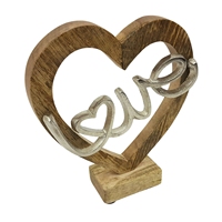 Ornement décoratif en forme de figurine primitive avec base en métal et en bois pour accentuer une étagère ou décorer une table, idéal pour offrir en cadeau