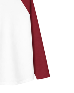 Camiseta de Manga Larga Raglán Roja y Blanca Personalizada para Hombre, Camiseta Casual de Algodón con Cuello Redondo en Contraste, Camiseta de Béisbol, Fabricante y Proveedor OEM - Product Image 6