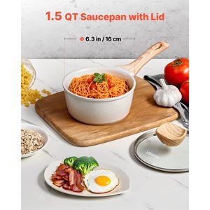 1.5 Qt casseruola antiaderente coperchio in vetro temperato piccola pentola da cucina rimovibile impugnatura a induzione rivestimento bianco compatibile - Product Image 2