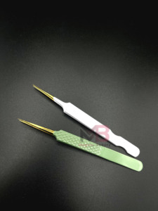 แหนบต่อขนตาสแตนเลสแบบใหม่ ดีไซน์เคลือบสีตามสั่ง ปลายสีทอง - Product Image 2