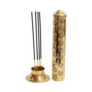 Brass Incense <b>Stick</b> Holder with Floral Cutout Tower Agarbatti Stand with Ash Catcher Decorative Vertical Incense Burner for Home - Product Image 2