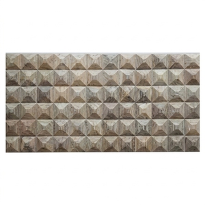 Decoración de Pared, Panel de Arte Mural Tallado en Madera Natural Moderna con Patrón Geométrico de Diamantes en 3D, Decoración de Interiores de Hogar Contemporánea de Lujo - Product Image 1