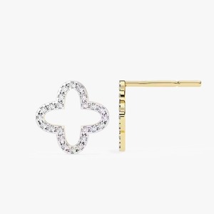 Women's <b>Hoop</b> <b>Earrings</b> in 10k Yellow Gold with Moissanite Simple Round Shape Diamond Trendy Jewelry IGI Certified <b>Silver</b> Plated - Product Image 3