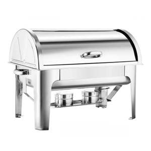 Calentador de comida tipo chafing dish de acero inoxidable de alta resistencia para hoteles, con tapa y quemador de combustible, para buffet, catering y restaurantes. - Product Image 1