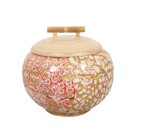 Pot décoratif artisanal en mosaïque d'œufs avec couvercle en bambou tressé, récipient pour bonbons, feuilles de thé, snacks secs et décoration rustique pour la maison - Product Image 3