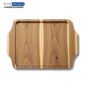 Plateau de service en bois, finition mate, design minimaliste, poignée durable, idéal pour les fêtes - Product Image 1