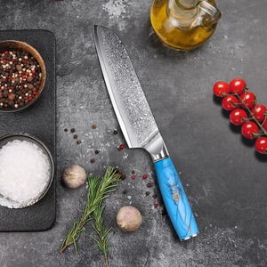 Custom Handmade UMAR FAROOQ Damascus Steel Chef <b>Knife</b> 8 Inch 67-Layer Professional <b>Sharp</b> Ambidextrous Modern Resin Handle 3.0mm - Product Image 1