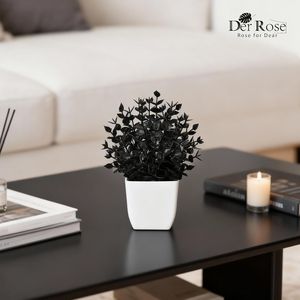 Plantas Artificiales Pequeñas en Maceta Negra, Paquete de 2, Decoración de Halloween para Mesa, Escritorio, Hogar u Oficina, Decoración Negra para Baño - Product Image 4