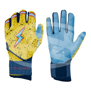 Gants de frappe en cuir rembourrés sur mesure, bleu et jaune, durables, pour l'entraînement, ambidextres, avec boucle, unisexe, adulte - Product Image 1