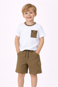 Conjunto de Camiseta y Pantalones Cortos Cargo Blancos para Niños, Ropa de Verano para Niños - Product Image 2