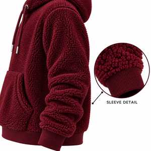 Sweat-shirt à capuche en polaire bordeaux ASKIM IMPEX, vêtement d'hiver décontracté, design avec poche, tricoté, couleur unie, sweats à capuche et sweat-shirts pour hommes - Product Image 4