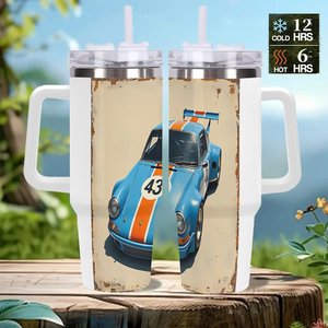 Stainless Steel Tumbler 40oz With Car Graphic Design For <b>Coffee</b> Or Tea - Product Image 2